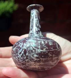 Glass Bottle, Roman, Unguentarium, ca. 1st Cent AD, Stunning!